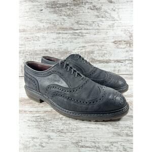 Mens Allen Edmonds Port Washington Black Wingtip Oxford Sz 9 3E (Extra Wide) EUC